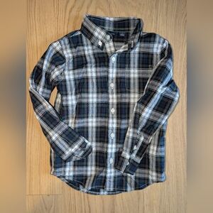 Janie and Jack Navy and White Plaid Button Down Shirt